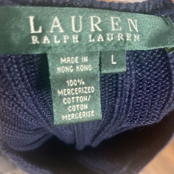 Ralph Lauren Sweater Womens Large‎ Ribbed Bootneck Blue Button Shoulder Basic - Picture 5 of 7